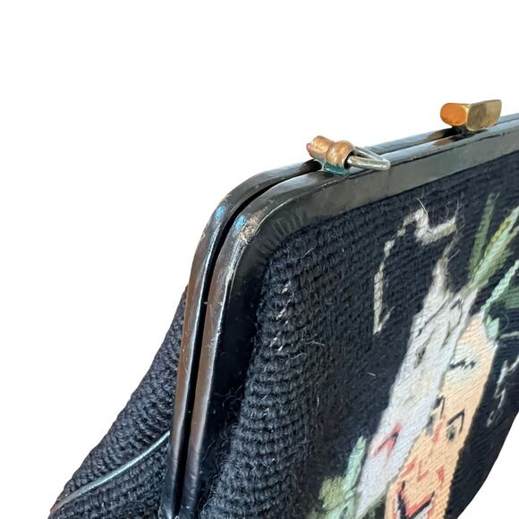 Vintage Needlepoint Thespian Comedy Tragedy Mask Purse Theater Costume Unique - Picture 10 of 11